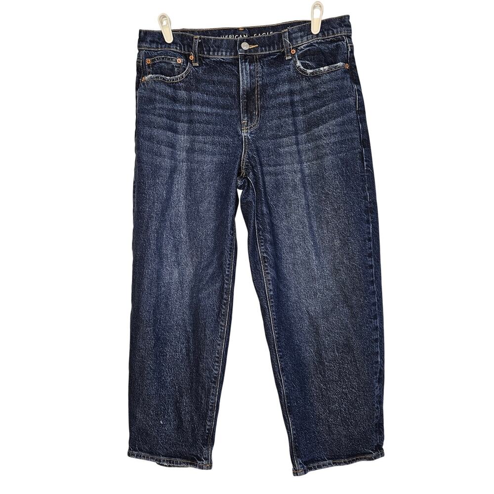 American Eagle AE Barrell Mid Rise Dark Wash Jeans womens size 10 Short